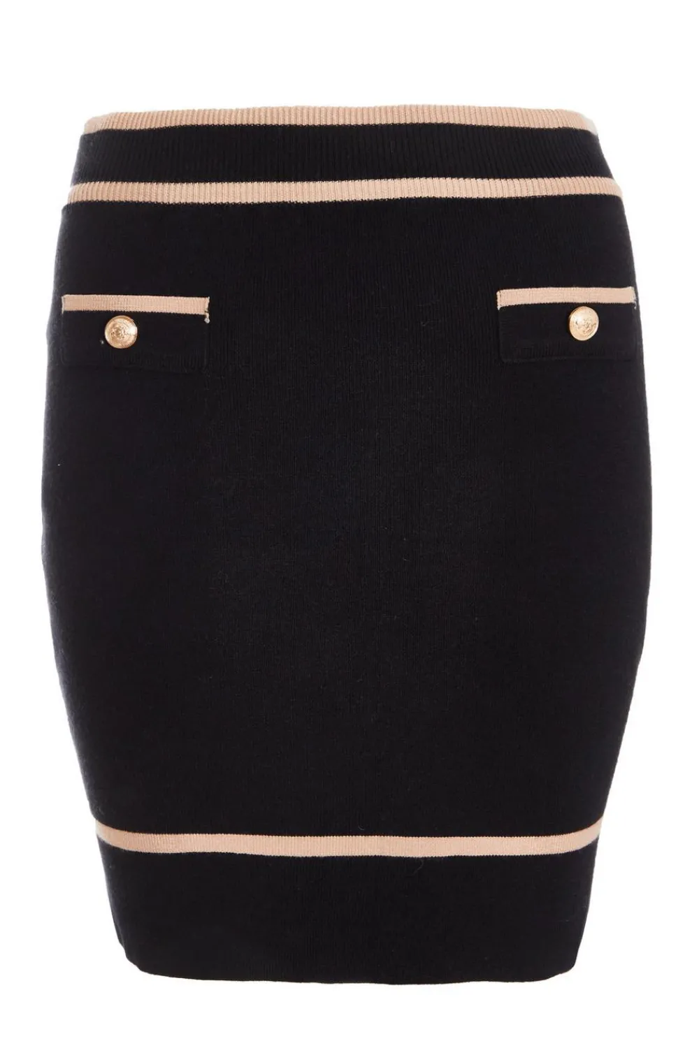 Quiz Workwear|Skirts>Black Knit Contrast Trim Mini Skirt