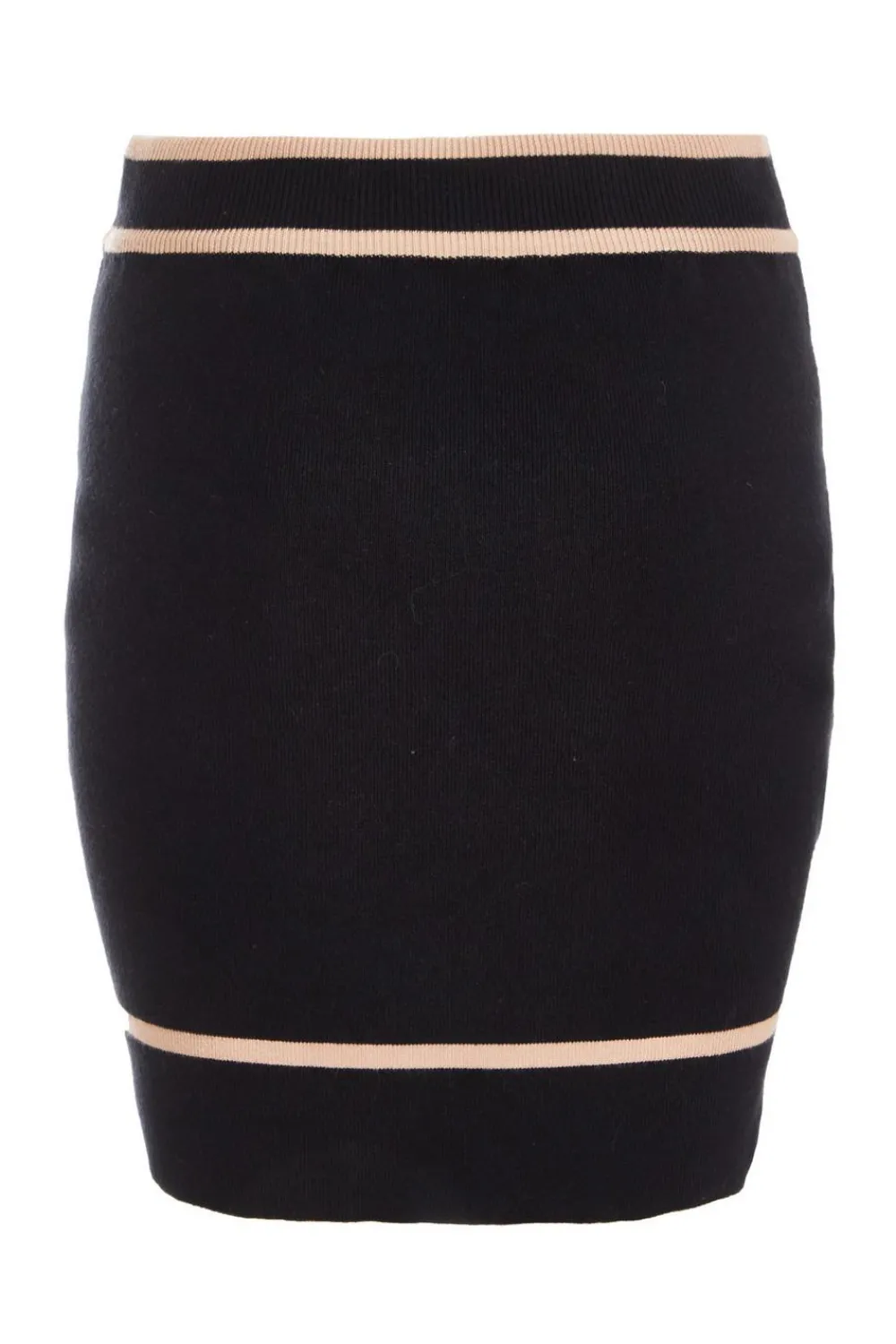 Quiz Workwear|Skirts>Black Knit Contrast Trim Mini Skirt