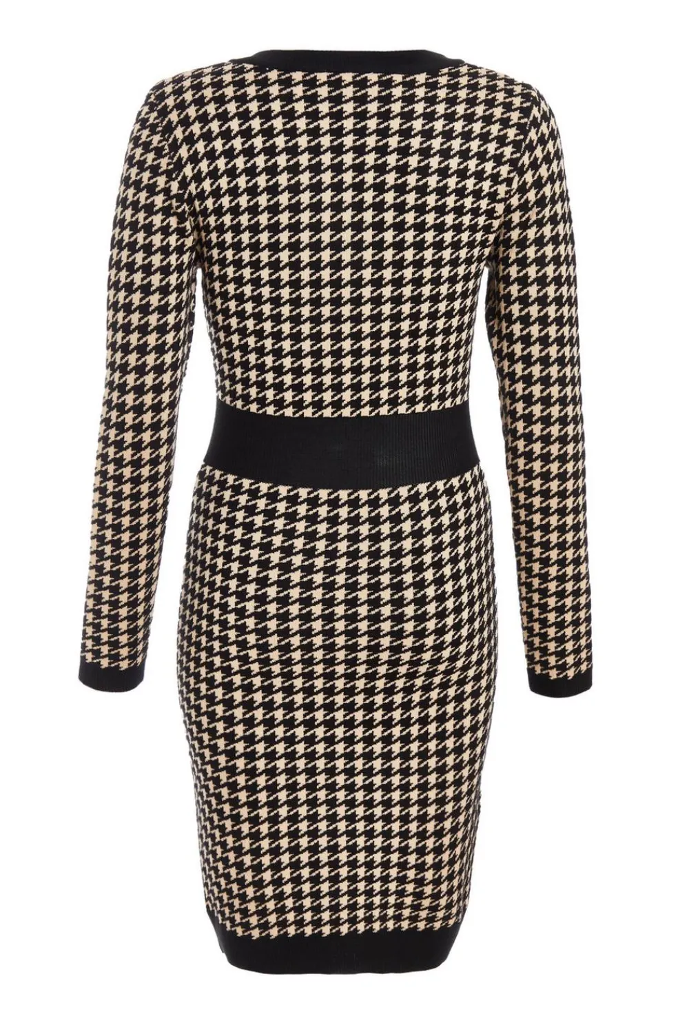 Quiz Knitwear|Casual Clothing>Black Knit Dog Tooth Jumper Dress