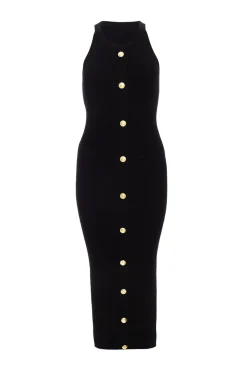 Quiz Workwear|Knitwear>Black Knit Halter Neck Dress