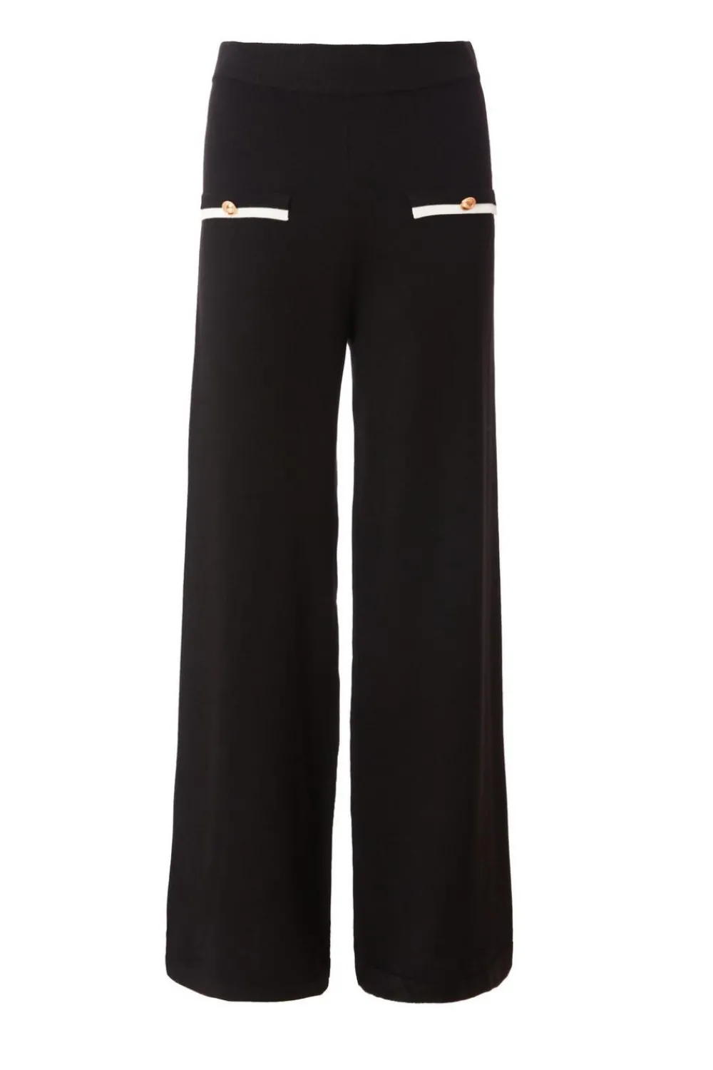 Quiz Workwear|Trousers>Black Knit Palazzo Trousers
