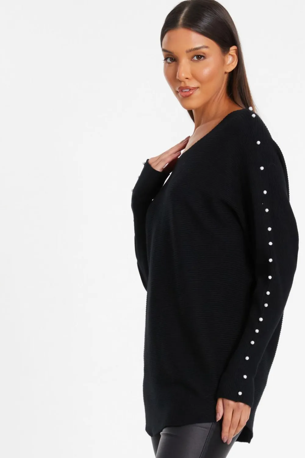 Quiz Knitwear|Jumpers>Knitted Beaded Batwing Jumper