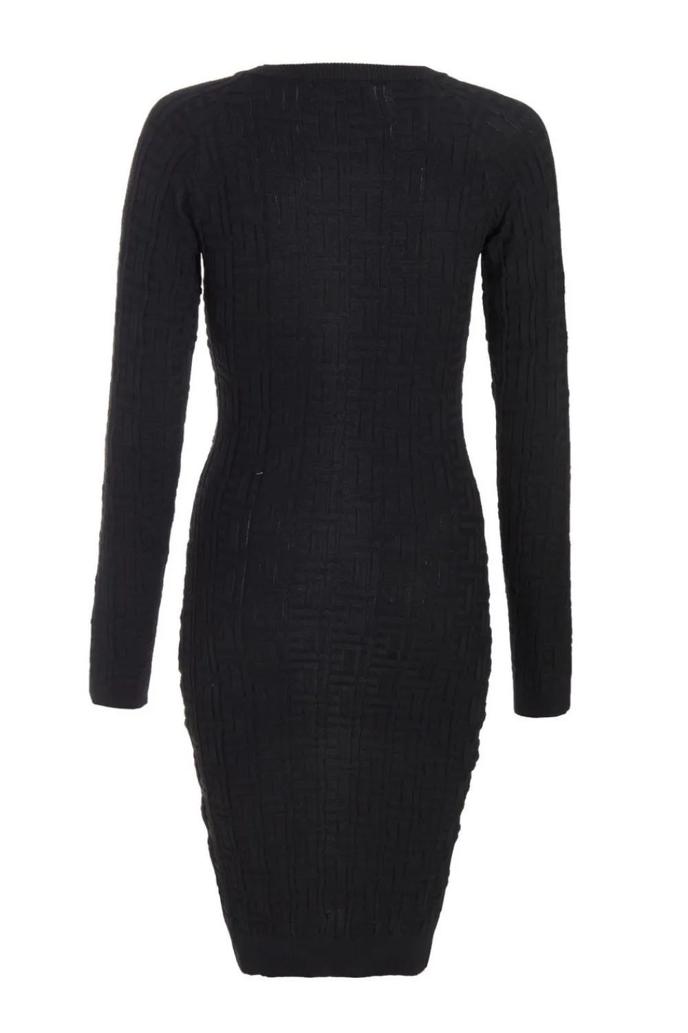Quiz Workwear|Knitwear>Black Knitted Jacquard Mini Dress