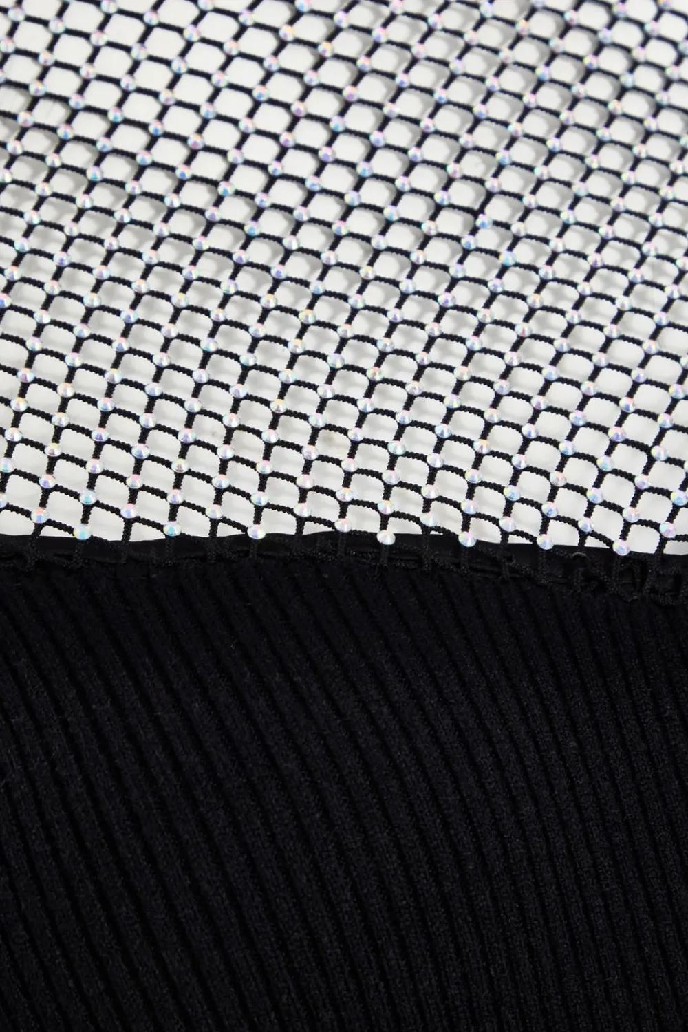 Quiz Mini Dresses|Black Dresses>Black Knitted Mesh Sleeve Dress
