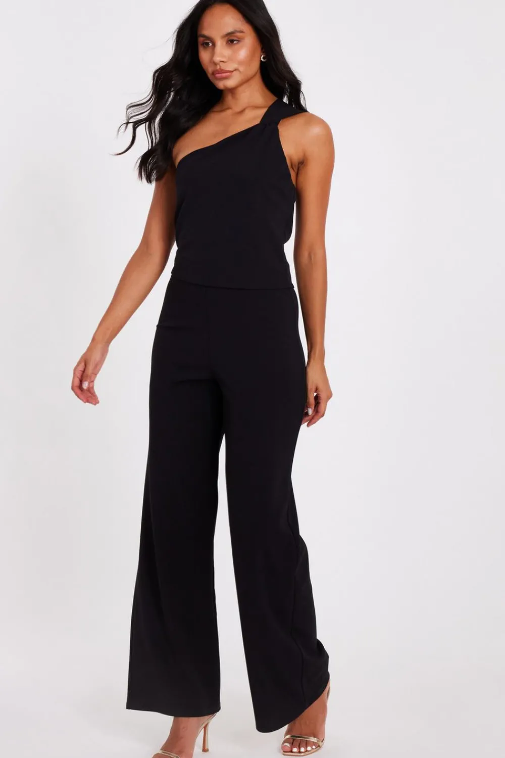 Quiz Occasion Jumpsuits|Going Out Jumpsuits>Black Knot Detail Jumpsuit