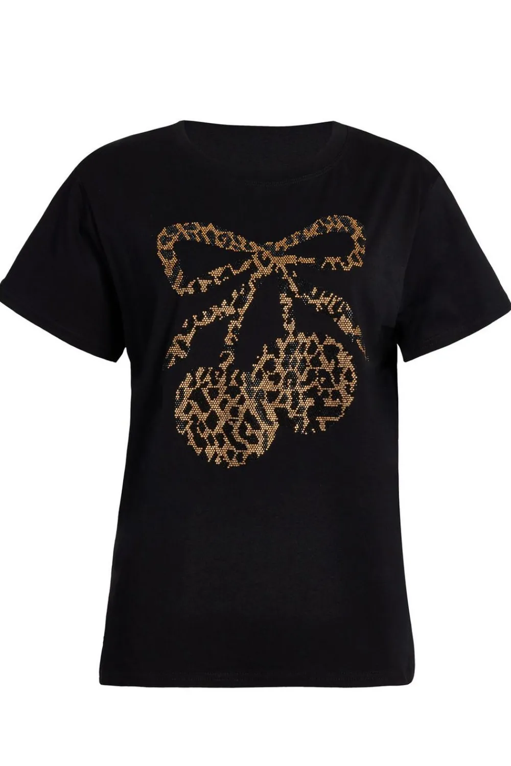 Quiz T-Shirts|Going Out Tops>Black Leopard Print Cherry Top