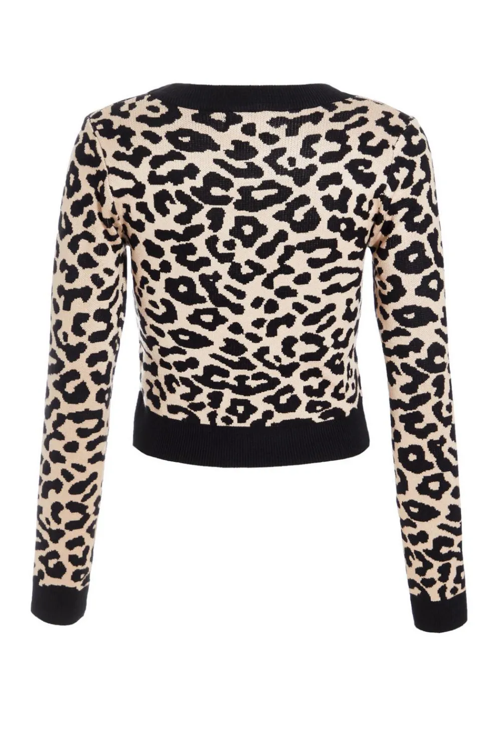 Quiz Crop Tops|Tops>Black Leopard Print Knit Jumper