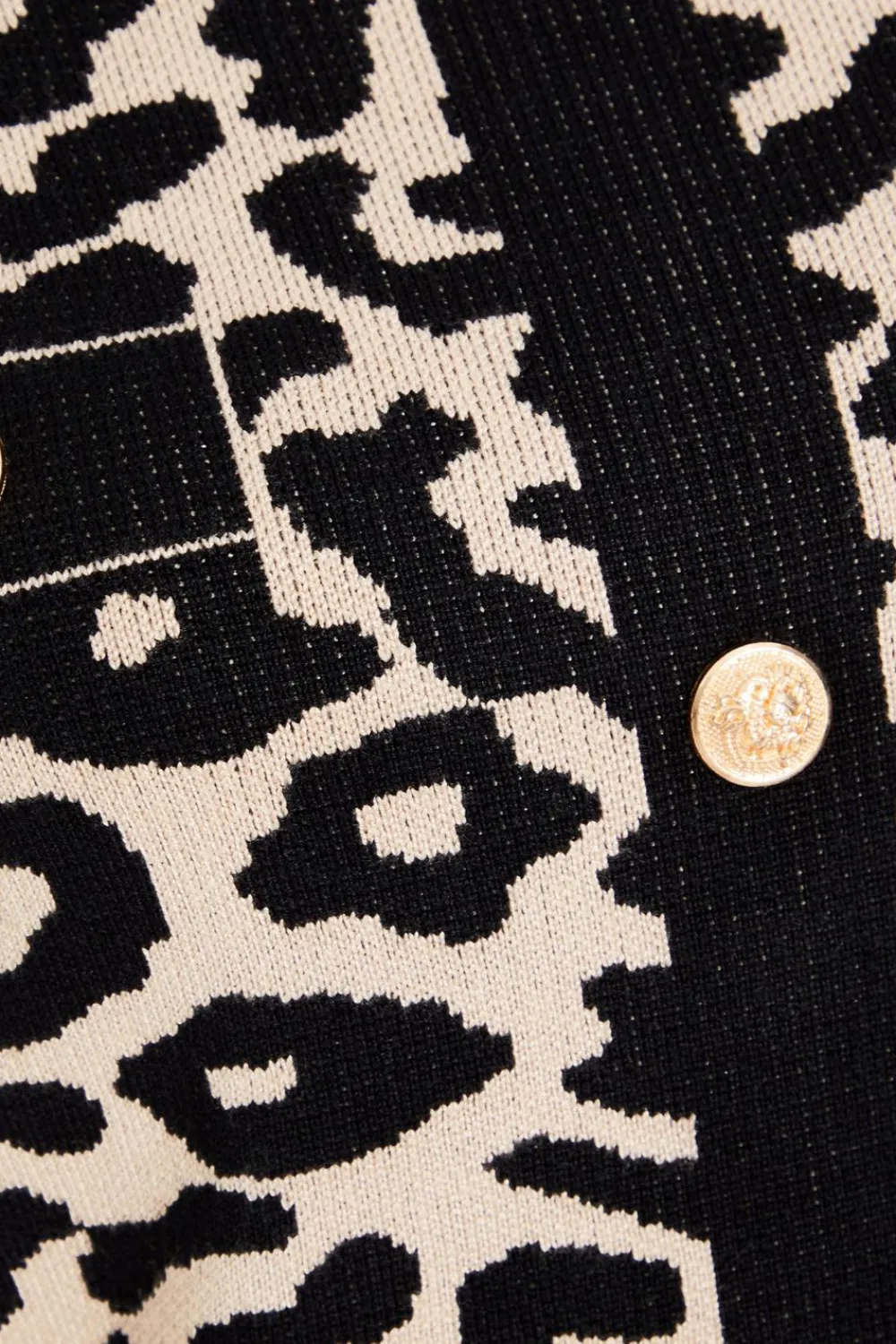 Quiz Crop Tops|Tops>Black Leopard Print Knit Jumper