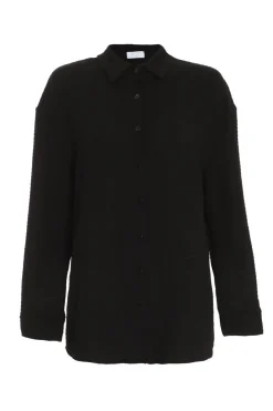 Quiz Shirts & Blouses|Day Tops>Black Long Sleeve Textured Shirt