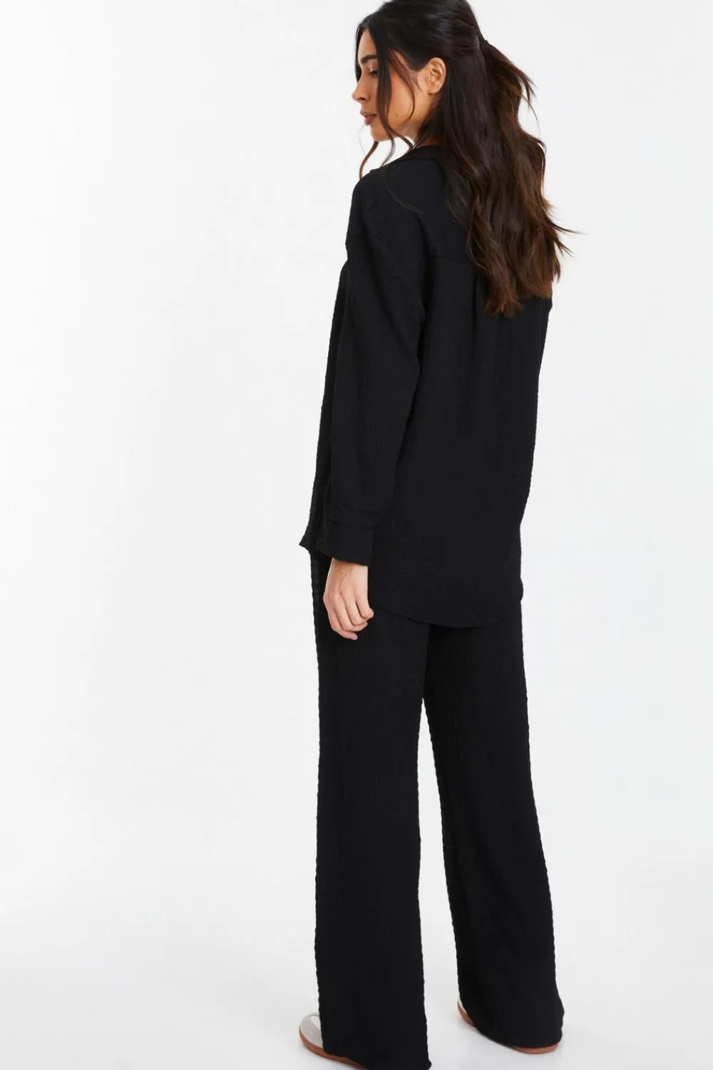 Quiz Shirts & Blouses|Day Tops>Black Long Sleeve Textured Shirt
