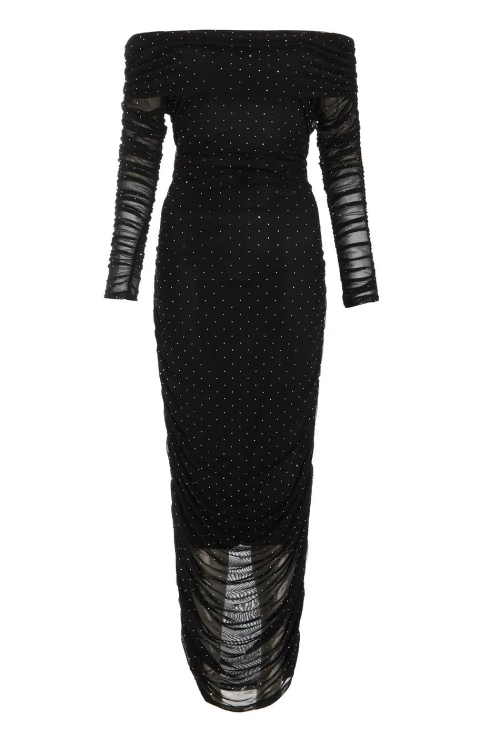 Quiz Christening Guest|Going Out Dresses>Black Mesh Bardot Midaxi Dress