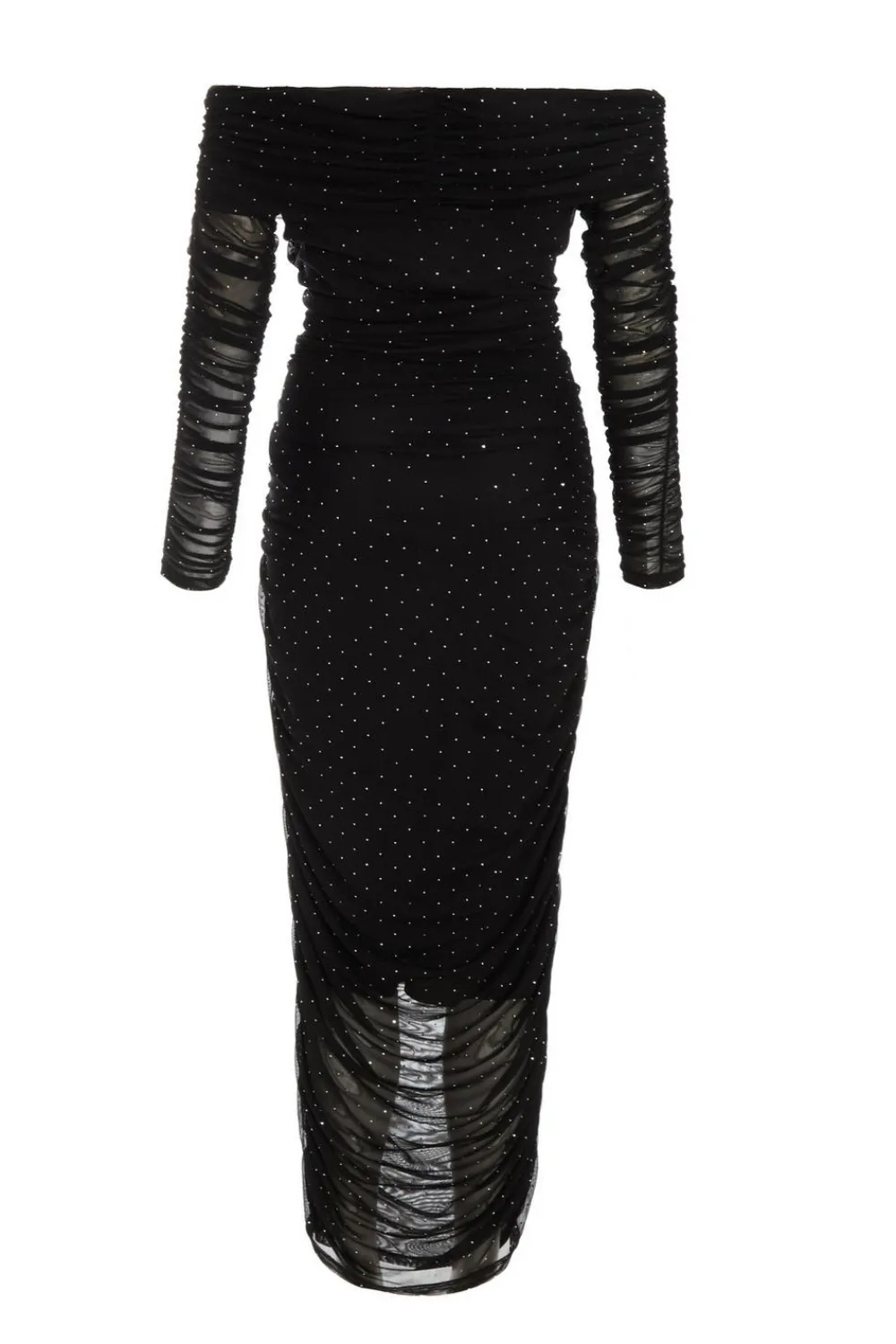 Quiz Christening Guest|Going Out Dresses>Black Mesh Bardot Midaxi Dress