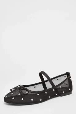 Quiz Pumps|Flats>Mesh Diamante Bow Pumps
