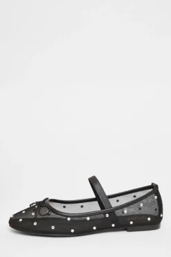 Quiz Pumps|Flats>Mesh Diamante Bow Pumps