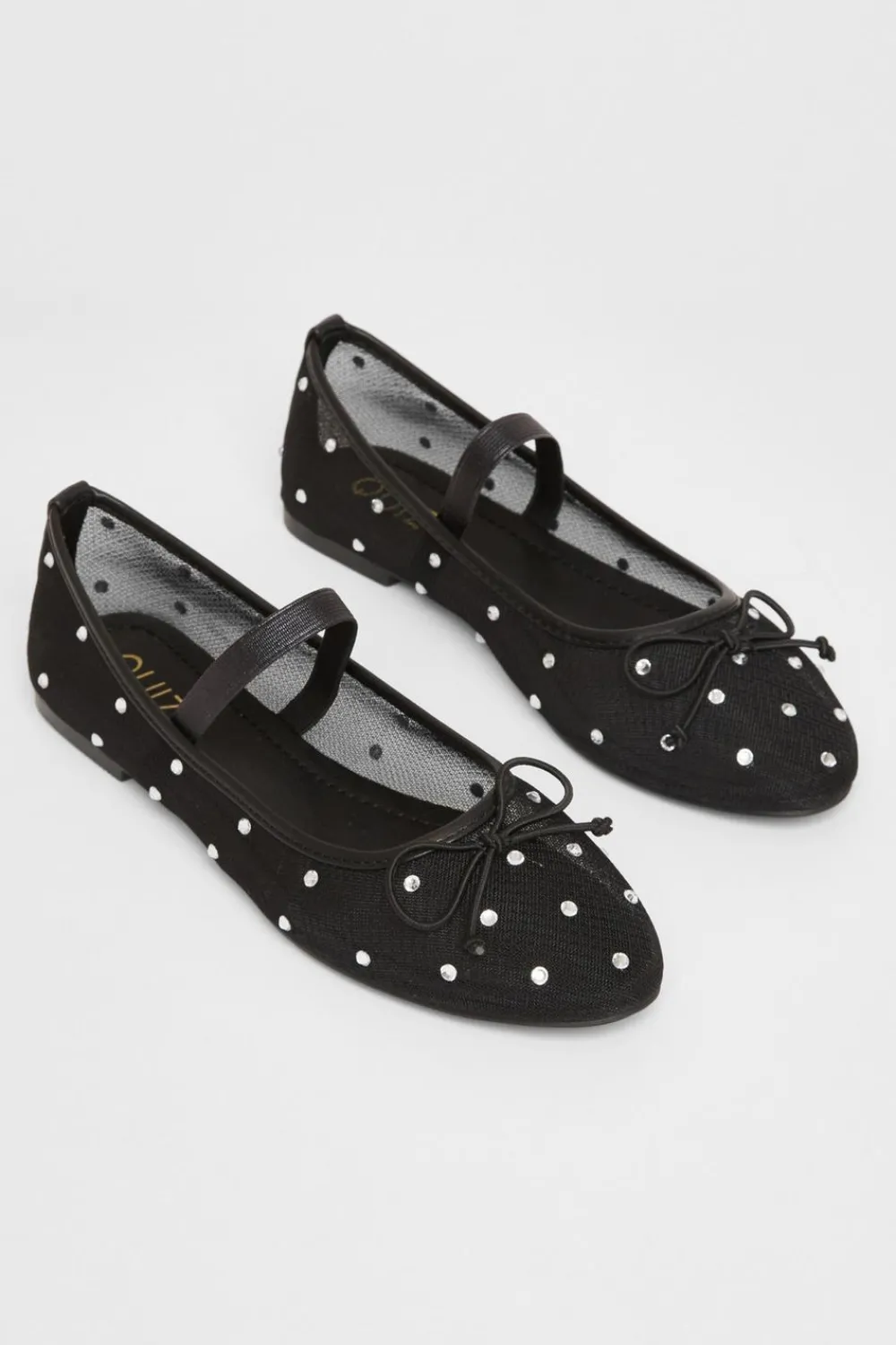 Quiz Pumps|Flats>Mesh Diamante Bow Pumps