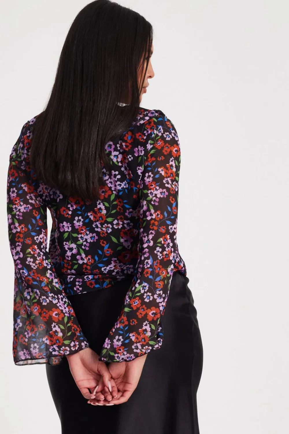 Quiz Going Out Tops|Day Tops>Black Mesh Floral Blouse