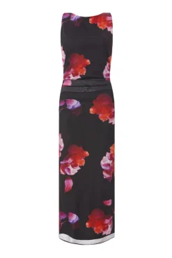 Quiz Summer Clothes|Holiday>Black Mesh Floral Midaxi Dress