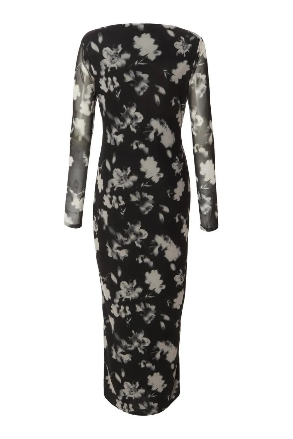 Quiz Modest|Florals>Black Mesh Floral Ruched Midaxi