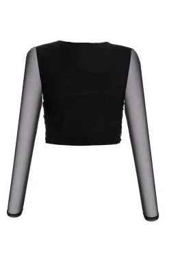Quiz Crop Tops|Tops>Mesh Long Sleeve Top