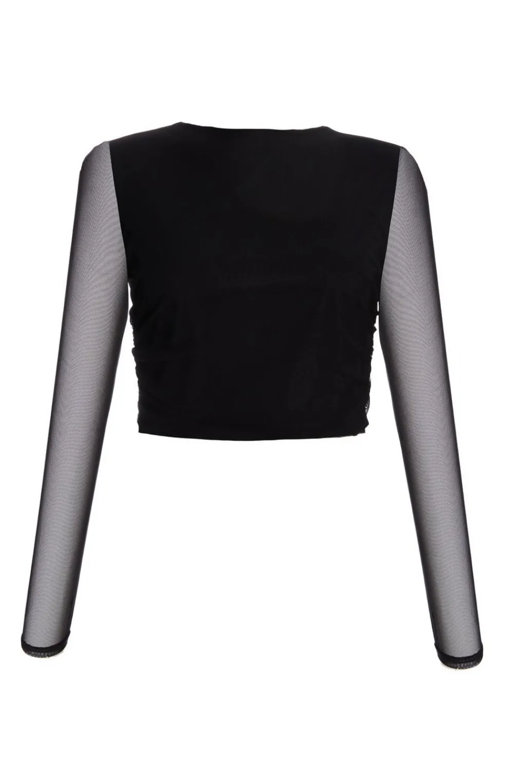 Quiz Crop Tops|Tops>Mesh Long Sleeve Top