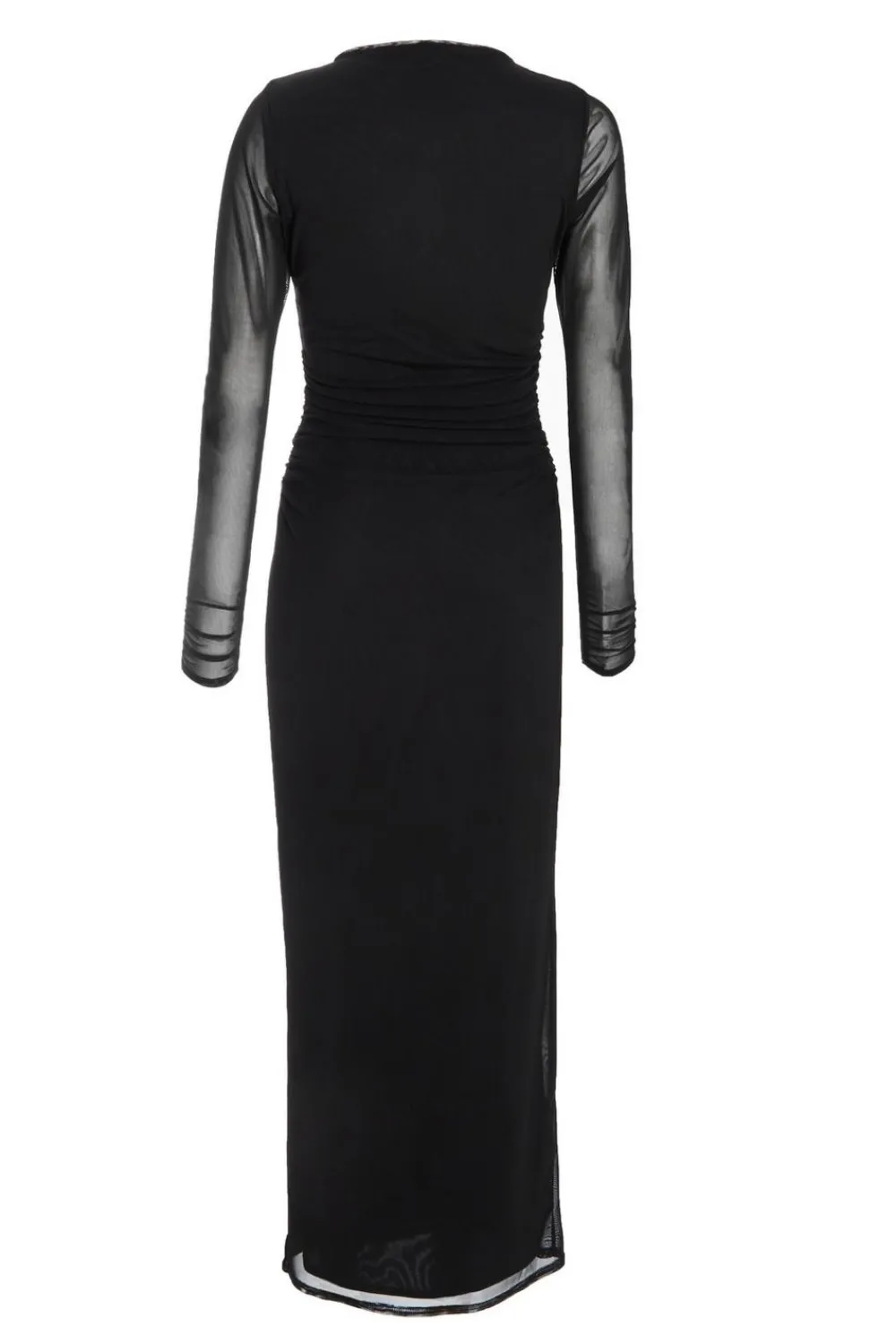 Quiz Casual Clothing|Maxi Dresses>Black Mesh Ruched Midaxi Dress