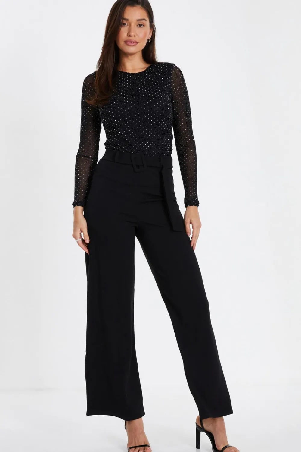 Quiz Going Out Tops|Tops>Mesh Stud Detail Top
