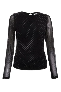 Quiz Going Out Tops|Tops>Mesh Stud Detail Top