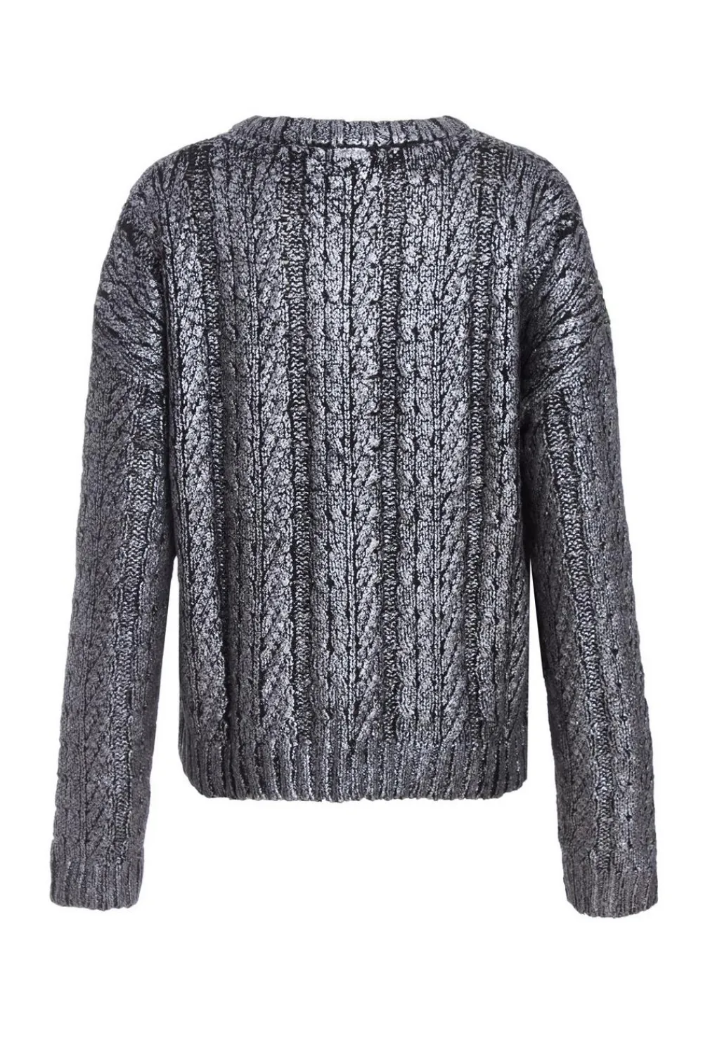 Quiz Knitwear|Jumpers>Black Metallic Cable Knit Jumper