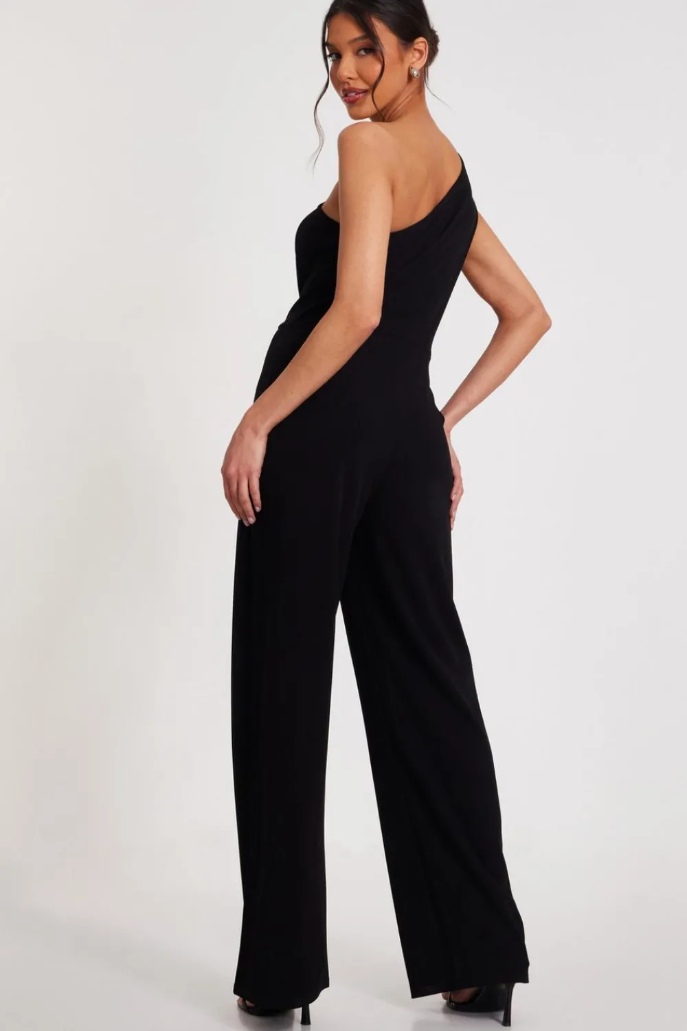 Quiz Evening Jumpsuits|Black Jumpsuits>One Shoulder Floral Jumpsuit