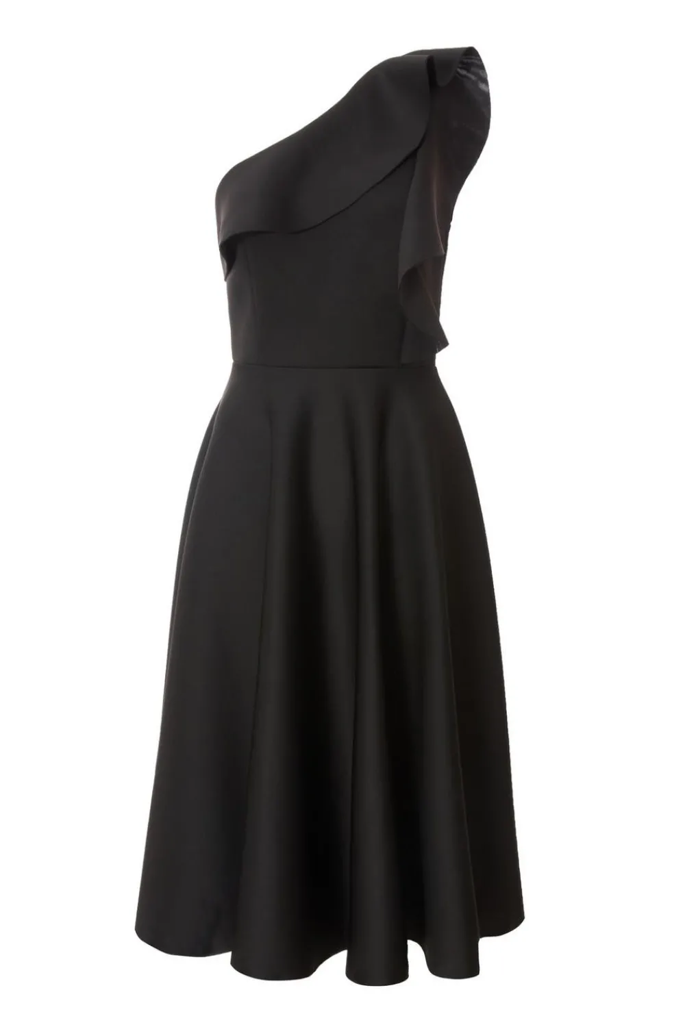 Quiz Evening Dresses|Day At The Races>Black One Shoulder Frill Skater Dress