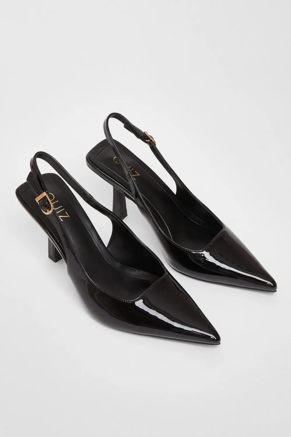 Quiz Occasion Shoes|Heels>Patent Sling Back Court Heels