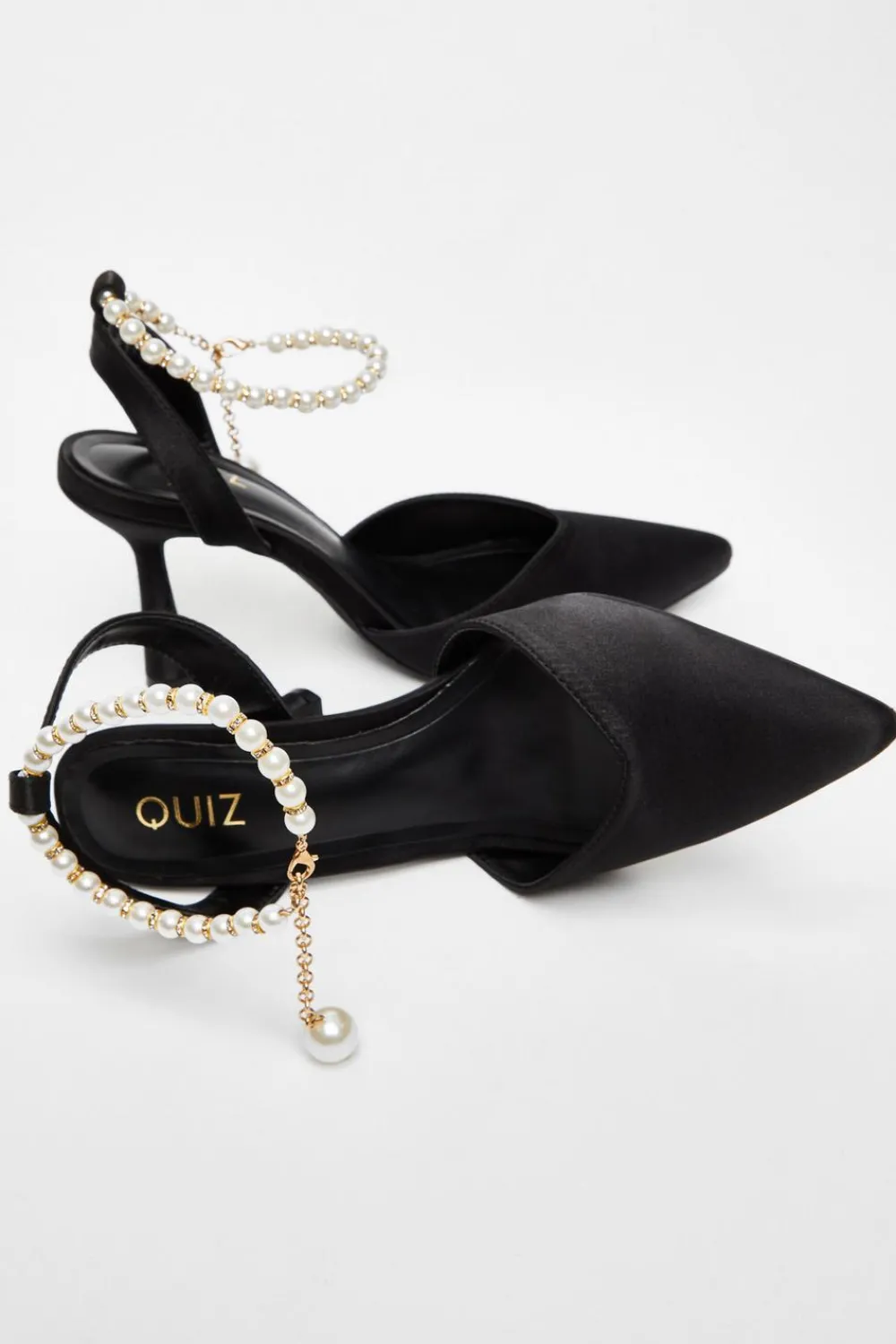 Quiz Occasion Shoes|Heels>Pearl Strap Court Heel