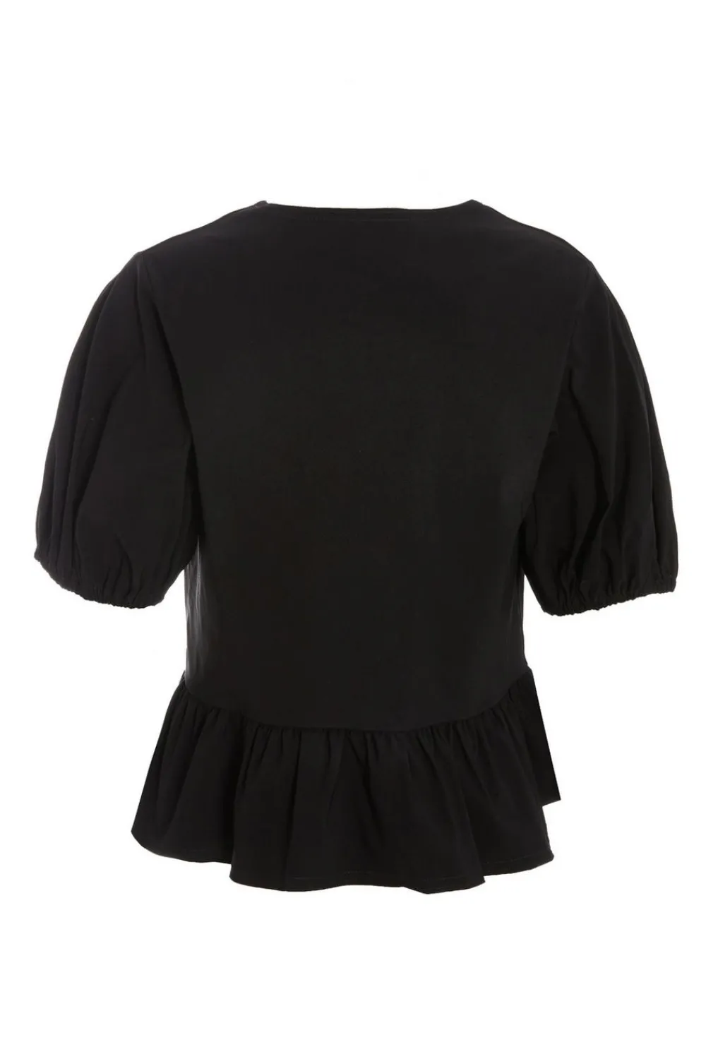 Quiz Summer Tops|Going Out Tops>Black Peplum Tie Top