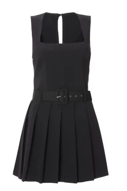 Quiz Playsuits|Playsuits>Black Pleated Skort Playsuit