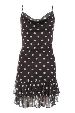 Quiz Summer Clothes|Casual Clothing>Black Polka Print Dot Frill Mini Dress