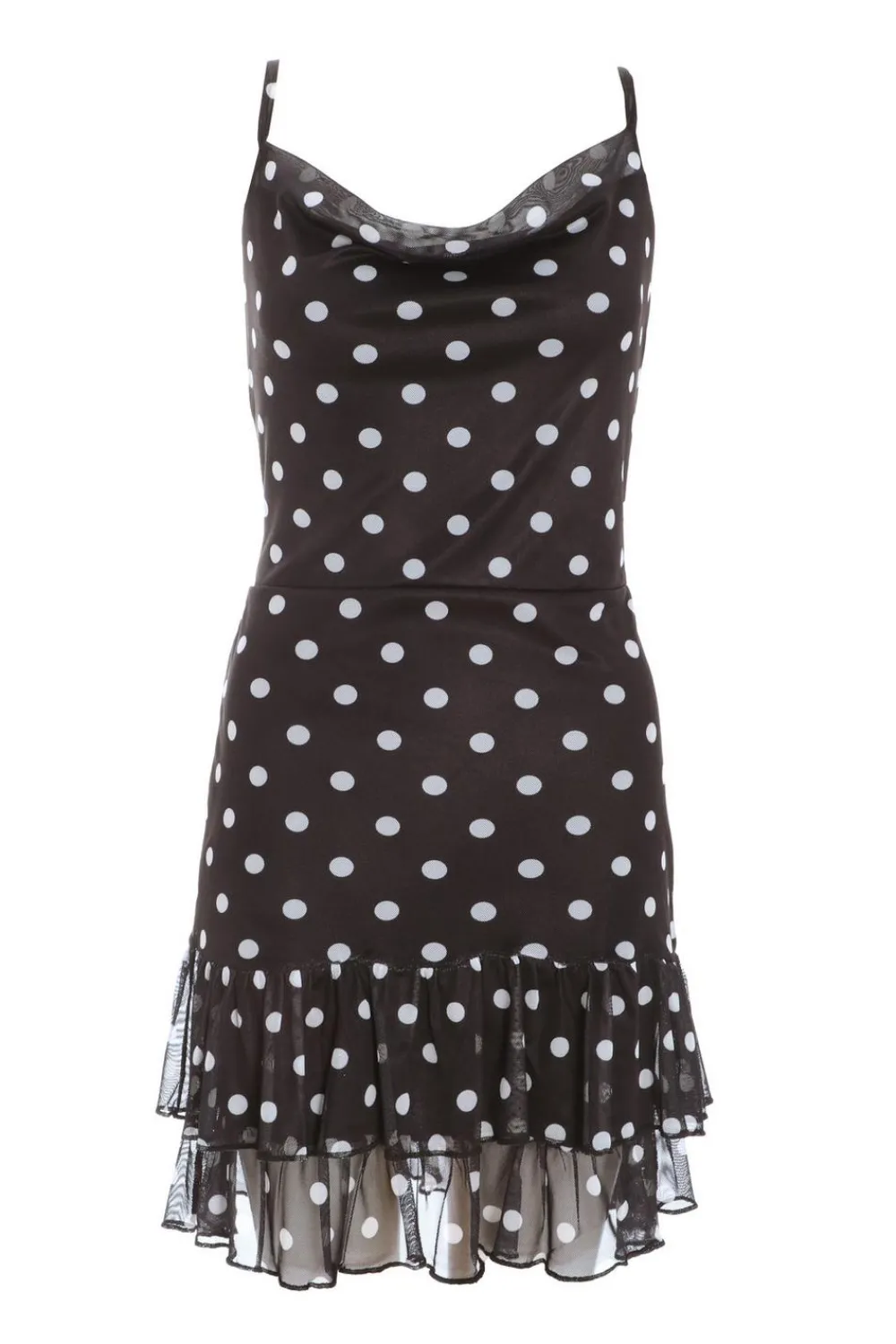 Quiz Summer Clothes|Casual Clothing>Black Polka Print Dot Frill Mini Dress