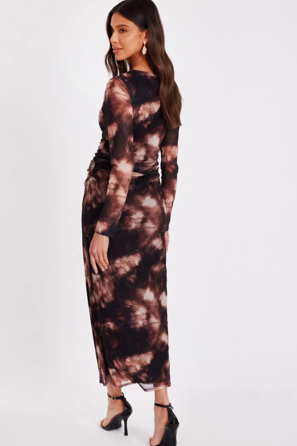 Quiz Going Out|Dresses>Black Printed Long Sleeve Midaxi Dress