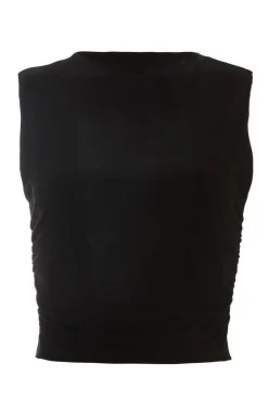Quiz Summer Tops|Day Tops>Black Ruched Sleeveless Crop Top