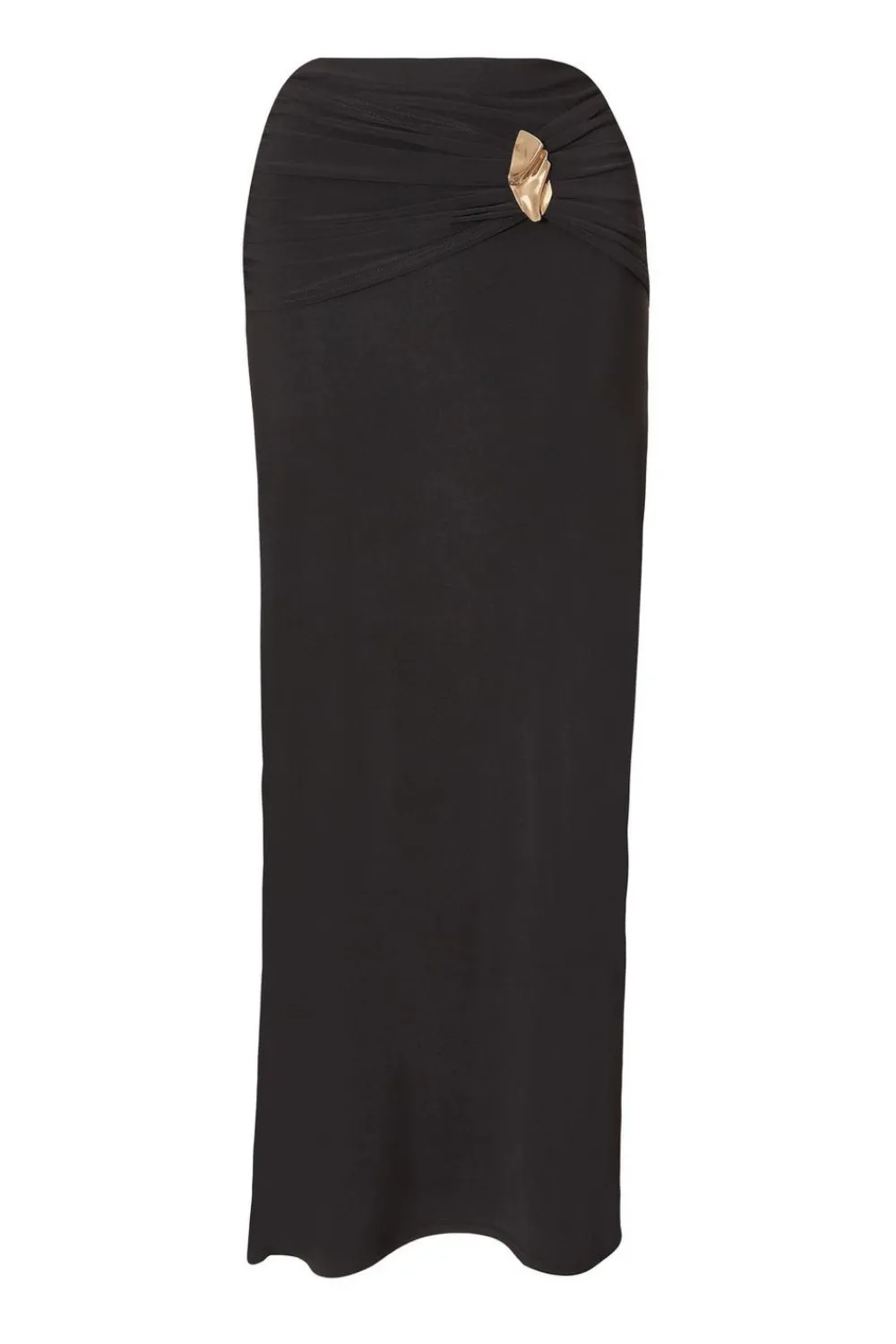 Quiz Skirts|Going Out>Black Ruched Waist Maxi Skirt
