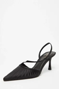 Quiz Heels>Satin Asymmetric Court Heels
