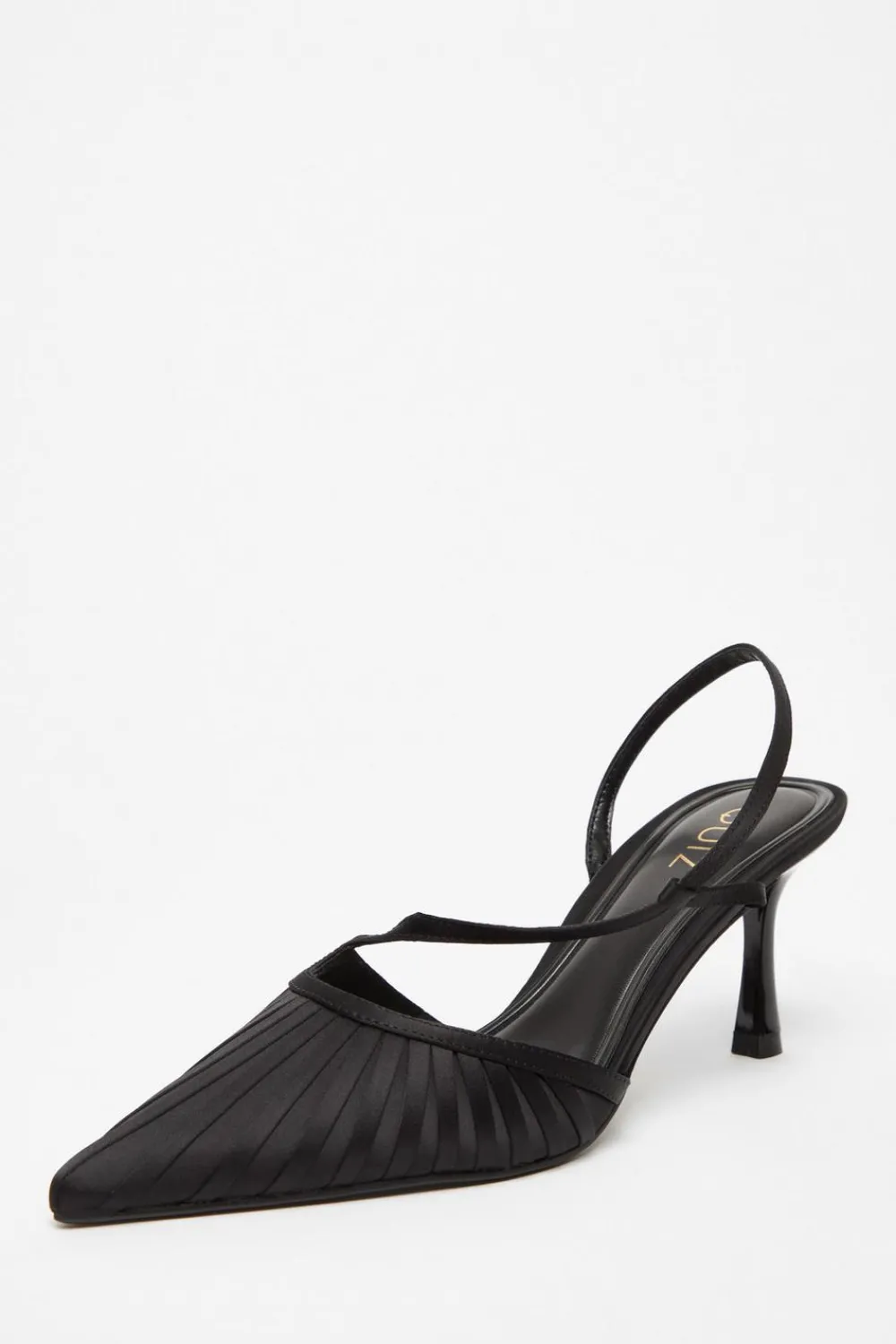 Quiz Heels>Satin Asymmetric Court Heels