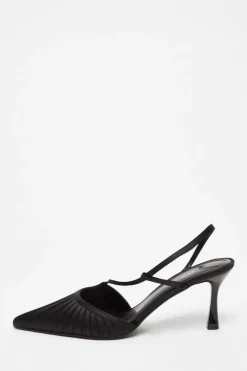 Quiz Heels>Satin Asymmetric Court Heels