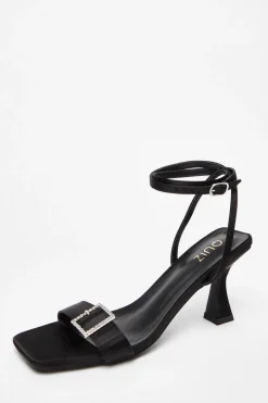 Quiz Sandals|Occasion Shoes>Black Satin Buckle Heels