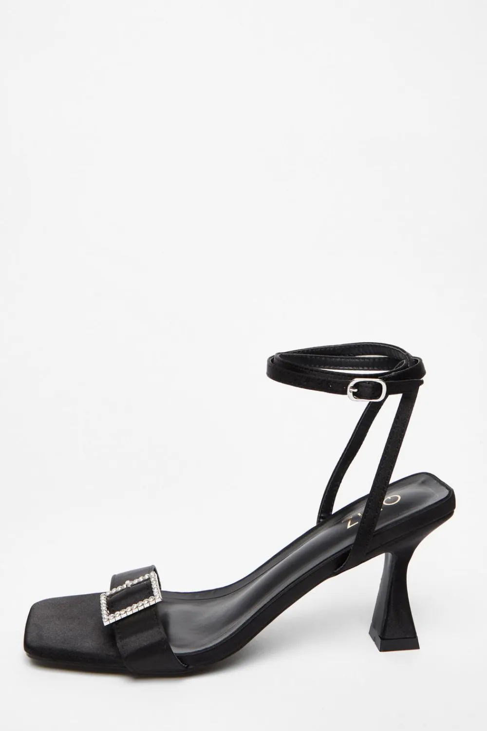 Quiz Sandals|Occasion Shoes>Black Satin Buckle Heels