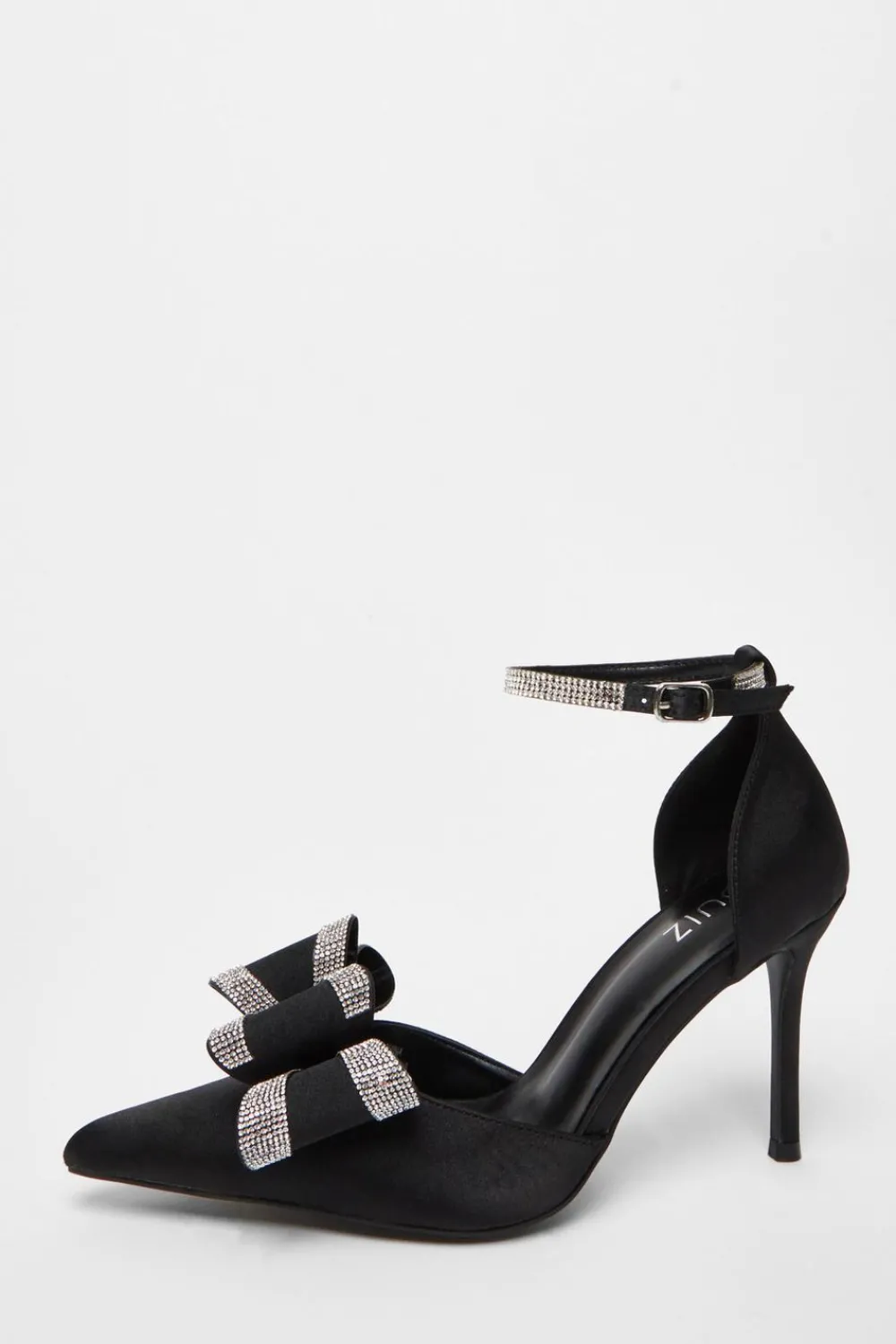 Quiz Shoe & Bag Sets|Occasion Shoes>Satin Diamante Bow Court Heels