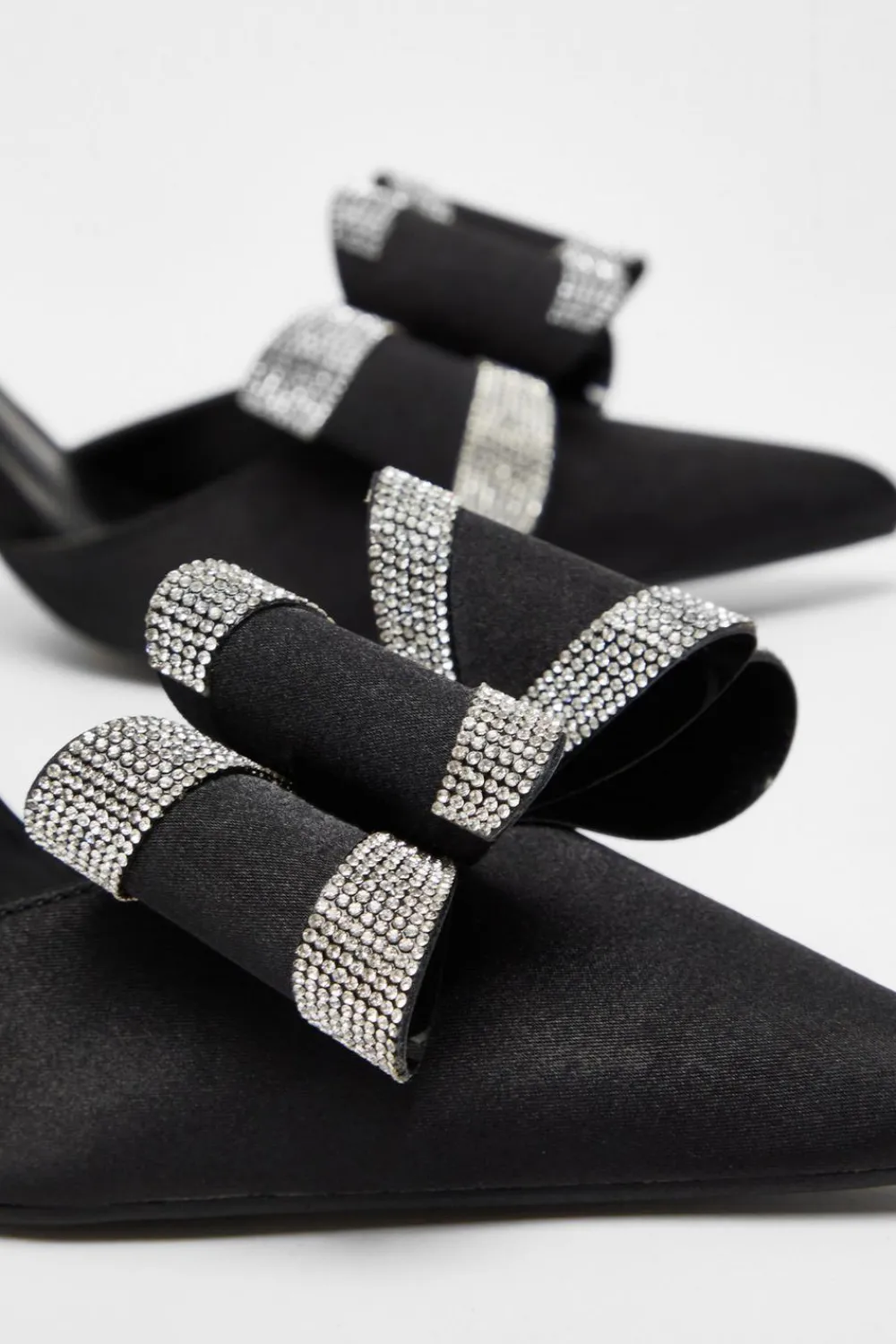 Quiz Shoe & Bag Sets|Occasion Shoes>Satin Diamante Bow Court Heels