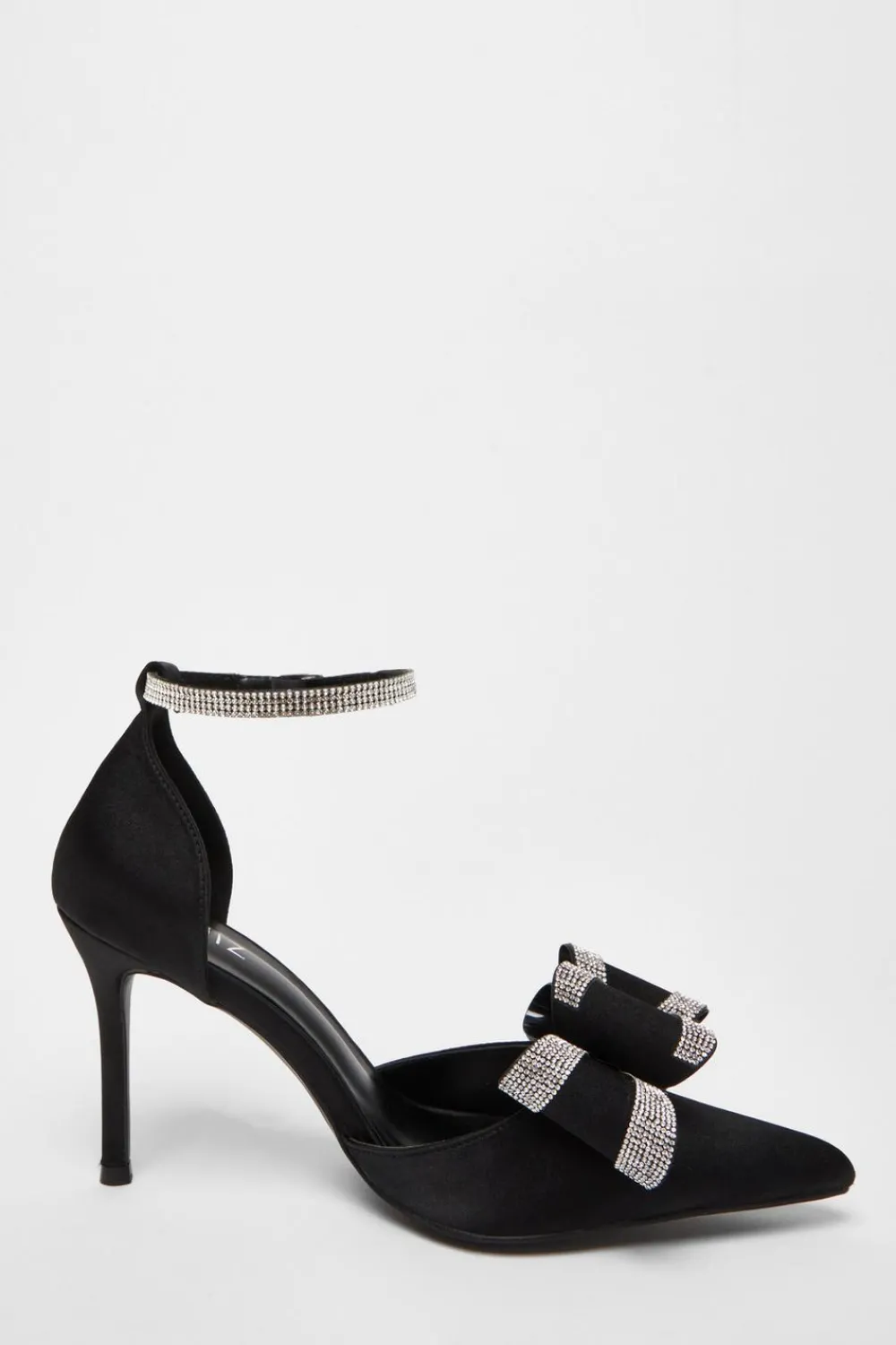 Quiz Shoe & Bag Sets|Occasion Shoes>Satin Diamante Bow Court Heels