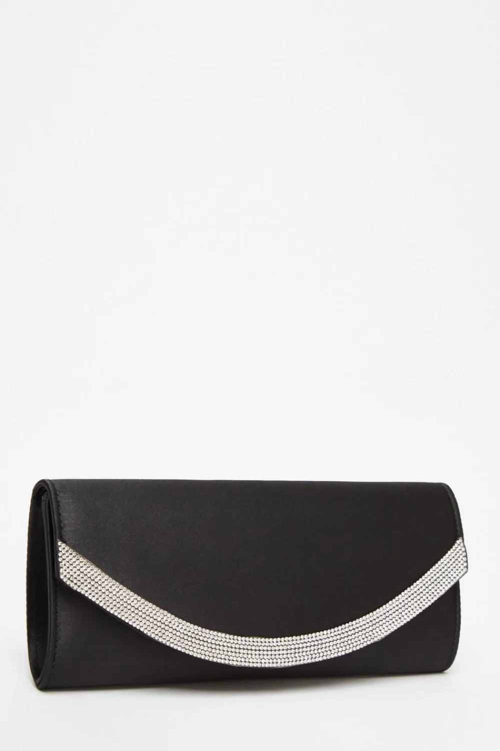 Quiz Wedding Accessories|Bags>Black Satin Embellished Clutch Bag
