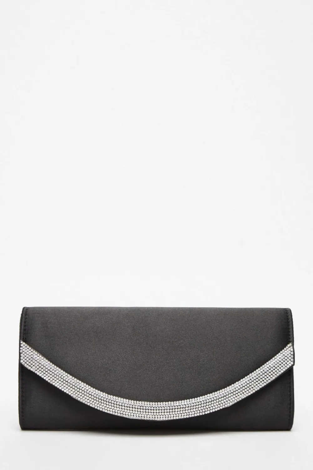 Quiz Wedding Accessories|Bags>Black Satin Embellished Clutch Bag