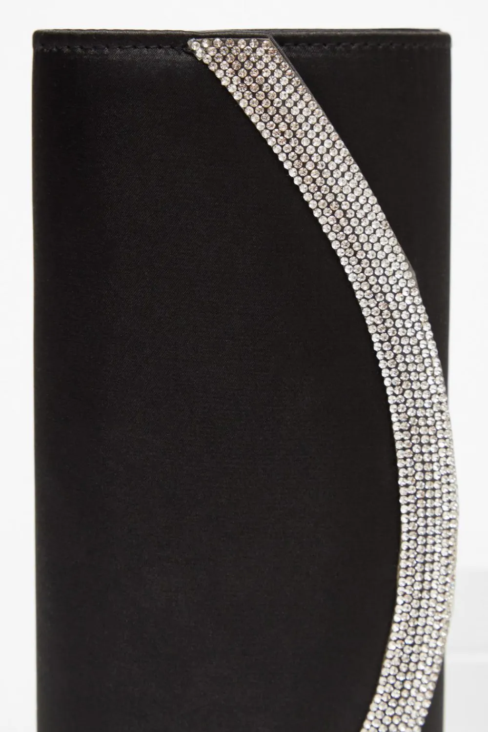 Quiz Wedding Accessories|Bags>Black Satin Embellished Clutch Bag